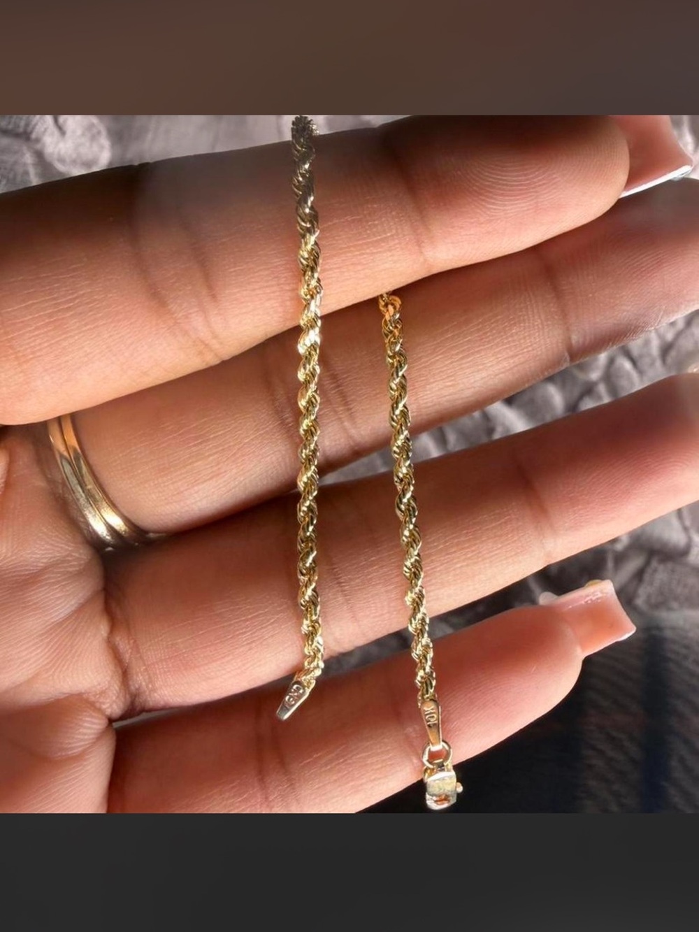 Solid 10k Gold Rope Bracelet (s)6”